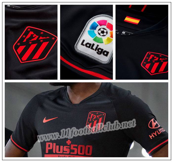 Maillot de Foot Atletico Madrid Enfant Noir Exterieur 2019 2020 Pas Cher : 11footballclub Grossiste