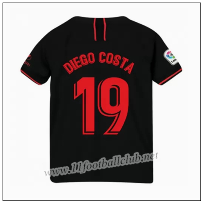 Officiel Nouveaux Maillot Atletico Madrid DIEGO COSTA 19 Enfant Exterieur Noir Nike 19/20 Authentic