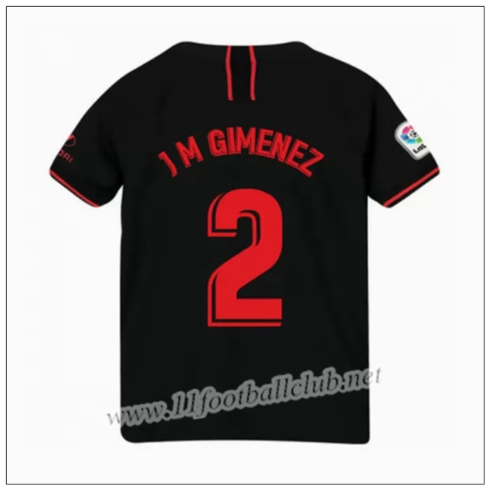 Officiel Nouveau Maillot Atletico Madrid J M Gimenez 2 Enfant Exterieur Noir Nike 19/20 Officiel