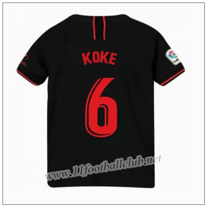 Officiel Nouveau Maillot Atletico Madrid KOKE 6 Enfant Exterieur Noir Nike 19/20 Personnalisé