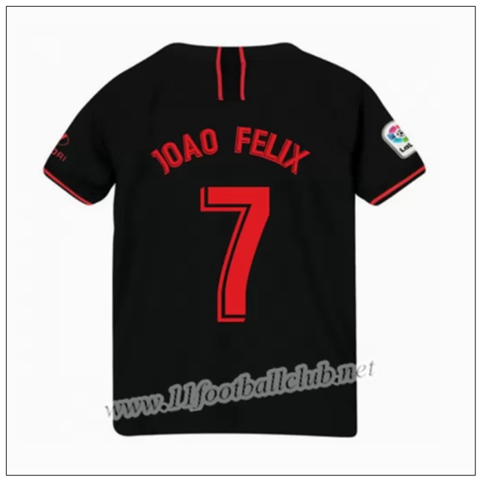 Officiel Nouveaux Maillot Atletico Madrid JOAO FELIX 7 Enfant Exterieur Noir Nike 19/20 Flocage
