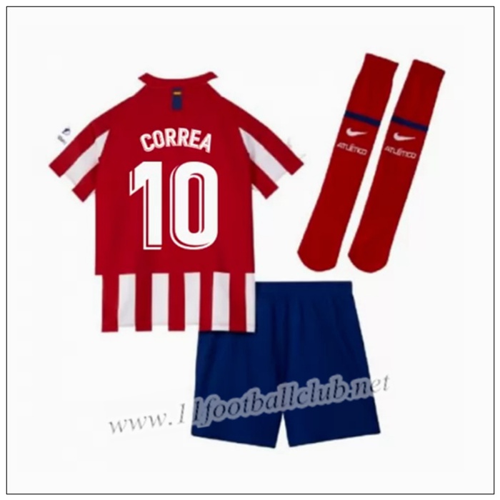 Officiel Nouveau Maillot Atletico Madrid CORREA 10 Enfant Domicile Rouge/Blanc Nike 19/20 Personnalisable