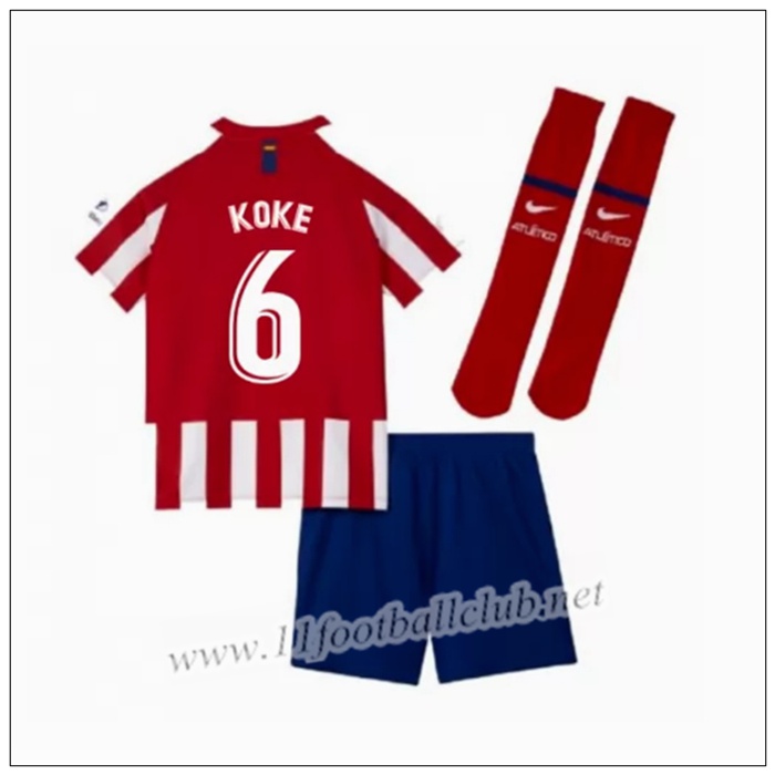 Officiel Nouveaux Maillot Atletico Madrid KOKE 6 Enfant Domicile Rouge/Blanc Nike 19/20 Floqué