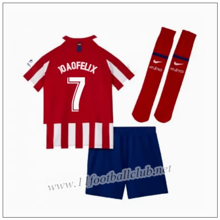 Officiel Nouveau Maillot Atletico Madrid JOAO FELIX 7 Enfant Domicile Rouge/Blanc Nike 19/20 Vintage
