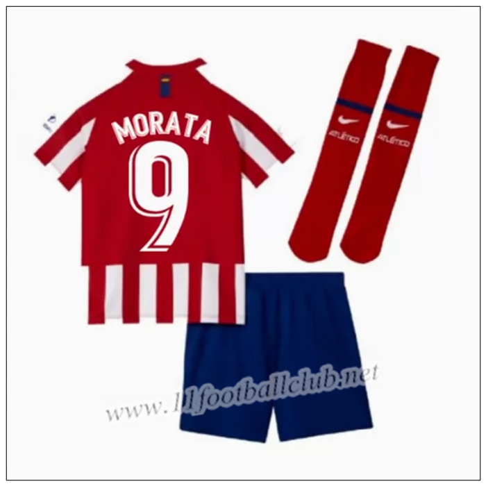 Officiel Nouveaux Maillot Atletico Madrid MORATA 9 Enfant Domicile Rouge/Blanc Nike 19/20 Junior