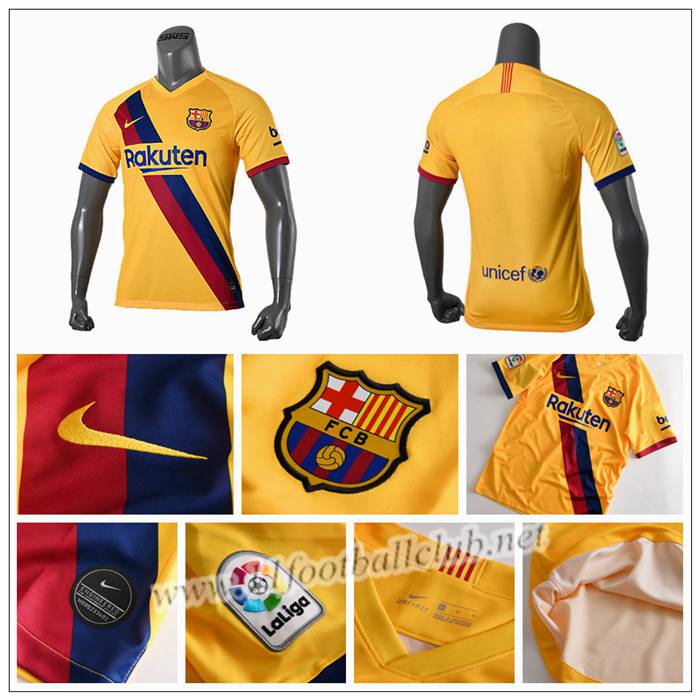 Maillot de Foot Barca PIQUE 3 Enfant Jaune Exterieur 2019 2020 Pas Cher 11footballclub.net Shopping