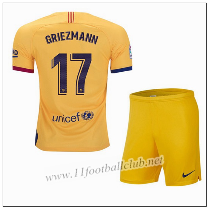 Officiel Nouveaux Maillot Barcelone GRIEZMANN 17 Enfant Exterieur Jaune Nike 19/20 Junior