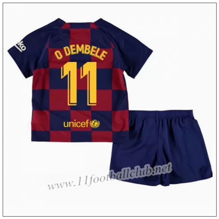 Officiel Nouveau Maillot Barcelone O.DEMBELE 11 Enfant Domicile Bleu Et Rouge Nike 19/20 Officiel