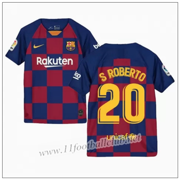 Officiel Nouveaux Maillot Barcelone S Roberto 20 Enfant Domicile Bleu Et Rouge Nike 19/20 Flocage
