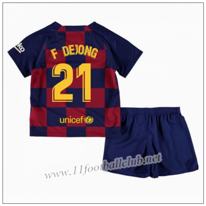 Officiel Nouveau Maillot Barcelone F.De Jong 21 Enfant Domicile Bleu Et Rouge Nike 19/20 Personnalisable