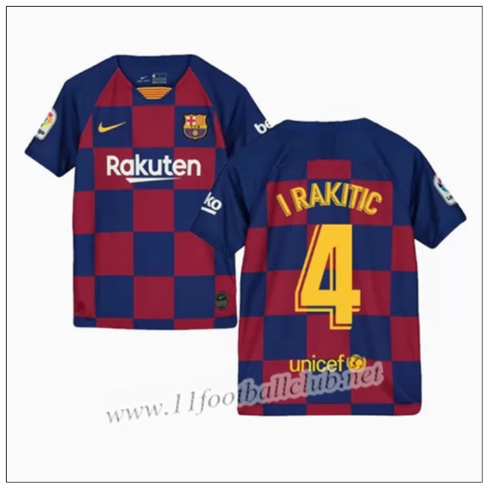 Officiel Nouveau Maillot Barcelone I RAKITIC 4 Enfant Domicile Bleu Et Rouge Nike 19/20 Officiel