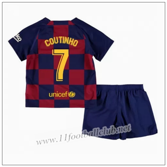 Officiel Nouveau Maillot Barcelone Coutinho 7 Enfant Domicile Bleu Et Rouge Nike 19/20 Personnalisé