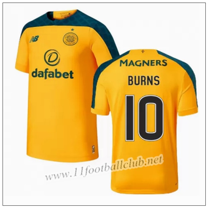 Officiel Nouveaux Maillot Celtic BURNS 10 Exterieur Jaune New Balance 19/20 Vintage