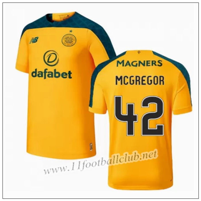Officiel Nouveaux Maillot Celtic MCGREGOR 42 Exterieur Jaune New Balance 19/20 Officiel