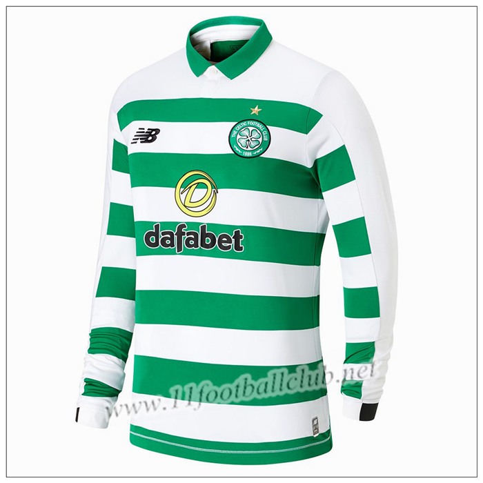 Officiel Nouveau Maillot Celtic Manche Longue Domicile Blanc/Vert New Balance 19/20 Flocage