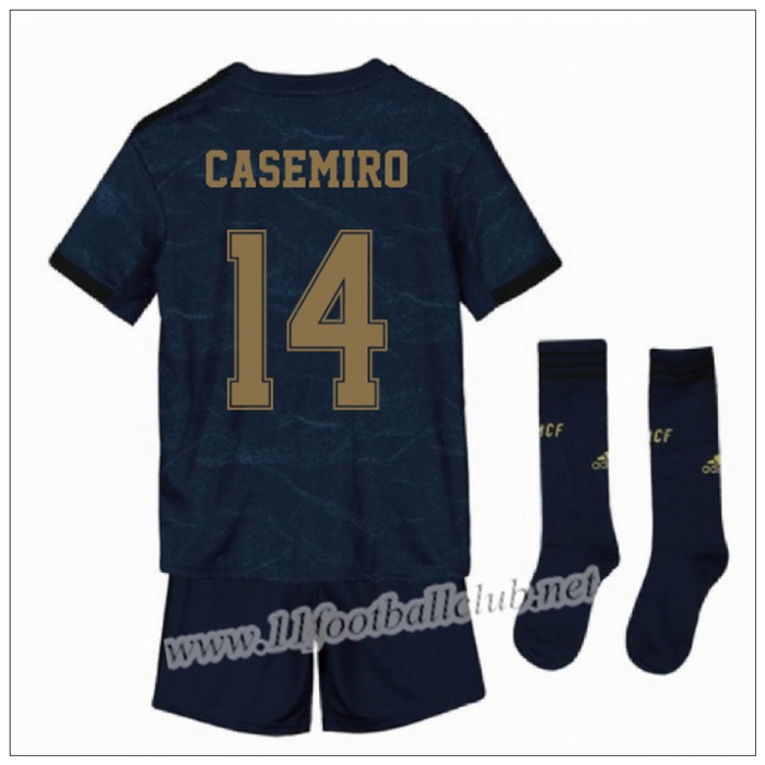 Officiel Nouveau Maillot Real Madrid Casemiro 14 Enfant Exterieur Bleu Foncé Adidas 19/20 Floqué