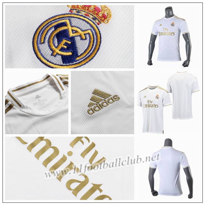 Maillot de Foot Real Enfant Blanc Domicile 2019 2020 Pas Cher : Officiel 11footballclub Shop