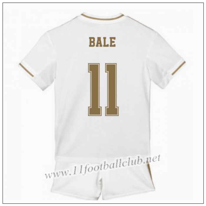 Officiel Nouveaux Maillot Real Madrid Gareth Bale 11 Enfant Domicile Blanc Adidas 19/20 Vintage