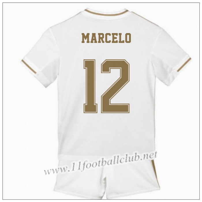 Officiel Nouveaux Maillot Real Madrid Marcelo 12 Enfant Domicile Blanc Adidas 19/20 Vintage