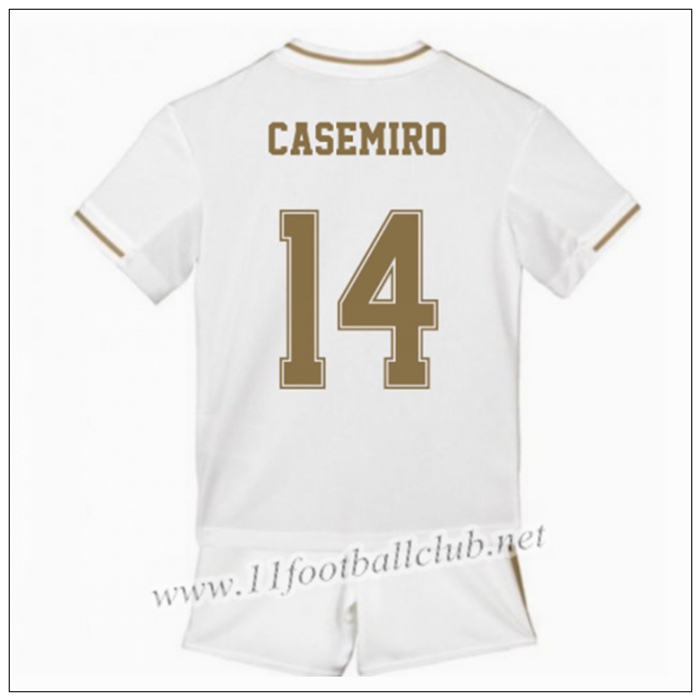 Officiel Nouveau Maillot Real Madrid Casemiro 14 Enfant Domicile Blanc Adidas 19/20 Junior