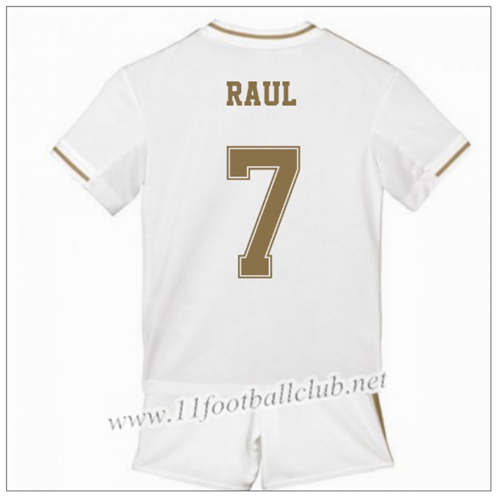 Officiel Nouveaux Maillot Real Madrid RAUL 7 Enfant Domicile Blanc Adidas 19/20 Personnalisable