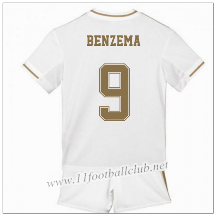 Officiel Nouveau Maillot Real Madrid BENZEMA 9 Enfant Domicile Blanc Adidas 19/20 Flocage