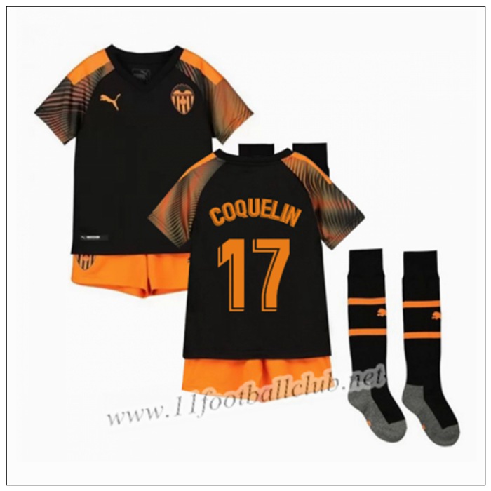 Officiel Nouveaux Maillot Valencia COQUELIN 17 Enfant Exterieur Orange Puma 19/20 Officiel