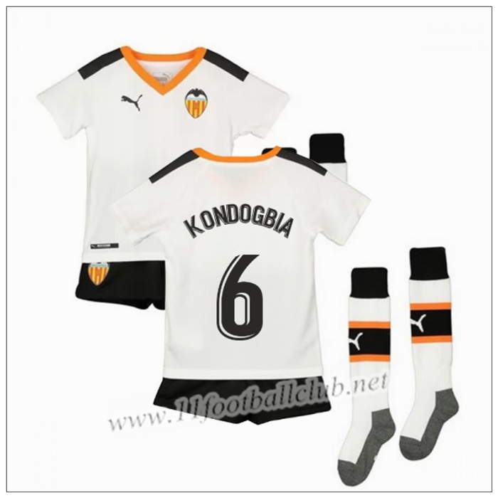 Officiel Nouveau Maillot Valencia KONDOGBIA 6 Enfant Domicile Blanc Puma 19/20 Floqué