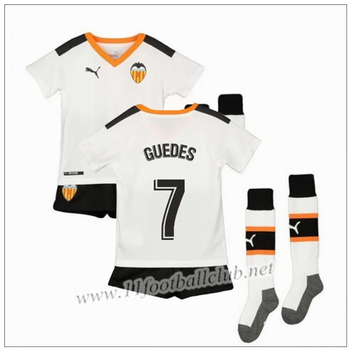 Officiel Nouveaux Maillot Valencia GUEDES 7 Enfant Domicile Blanc Puma 19/20 Vintage
