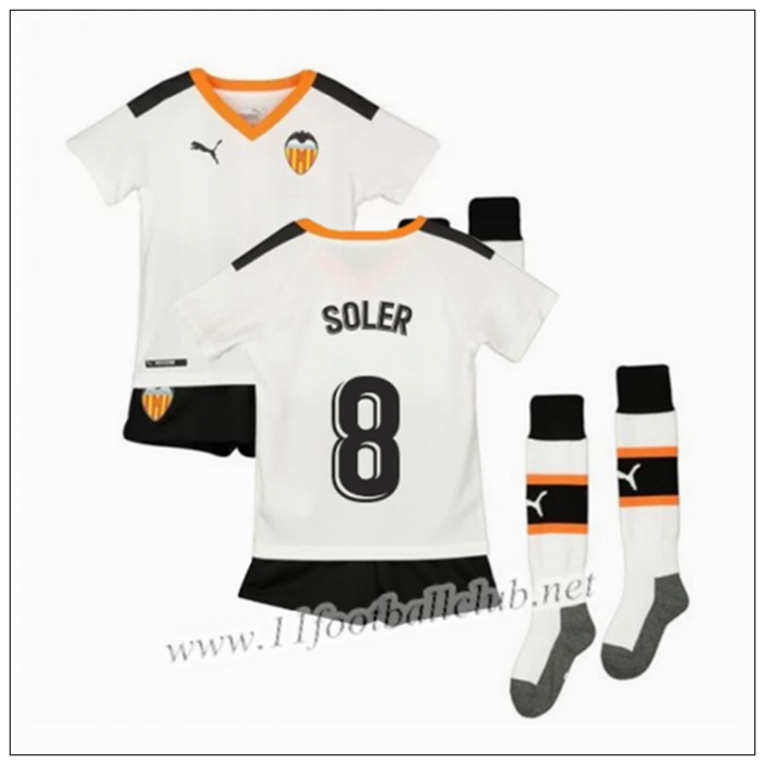 Officiel Nouveau Maillot Valencia SOLER 8 Enfant Domicile Blanc Puma 19/20 Authentic