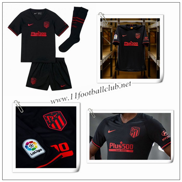 Le Nouveaux Maillot de Atletico Madrid Enfant Exterieur Noir 2019/20 Junior