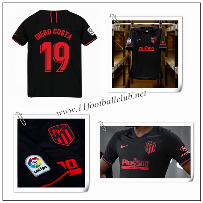 Le Nouveau Maillot du Atletico Madrid DIEGO COSTA 19 Enfant Exterieur Noir 2019/20