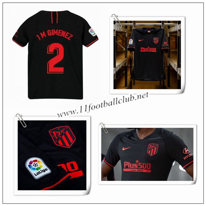Le Nouveaux Maillot de Atletico Madrid J M Gimenez 2 Enfant Exterieur Noir 2019/20