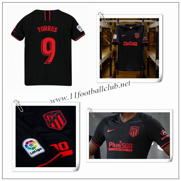 Le Nouveaux Maillot de Atletico Madrid MORATA 9 Enfant Exterieur Noir 2019/20 Flocage
