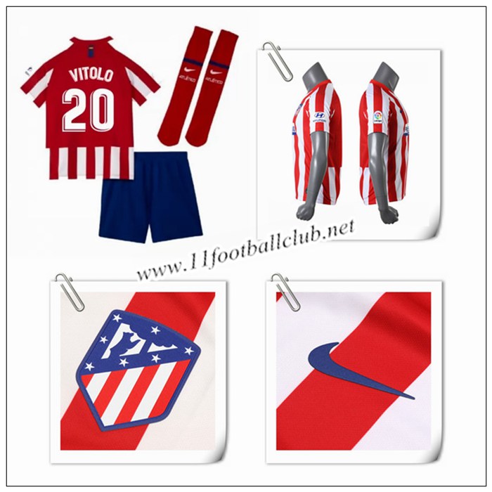 Le Nouveaux Maillot de Atletico Madrid Vitolo 20 Enfant Domicile Rouge/Blanc 2019/20