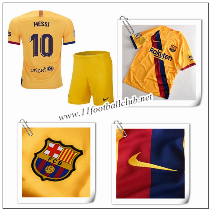 Le Nouveau Maillot du Barcelone MESSI 10 Enfant Exterieur Jaune 2019/20 Personnalisable