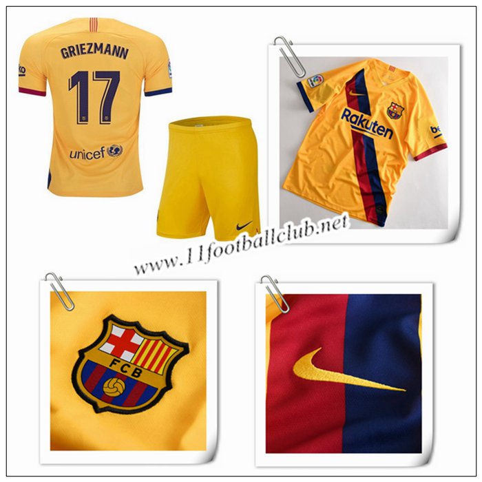 Le Nouveau Maillot du Barcelone GRIEZMANN 17 Enfant Exterieur Jaune 2019/20 Vintage