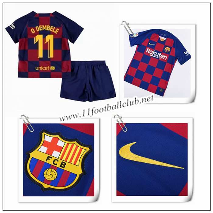 Le Nouveaux Maillot de Barcelone O.DEMBELE 11 Enfant Domicile Bleu Et Rouge 2019/20 Junior