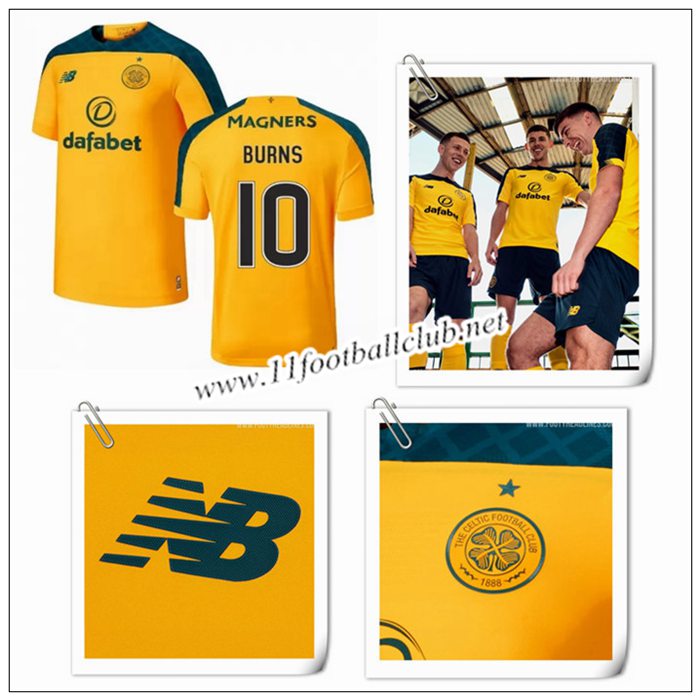 Le Nouveau Maillot du Celtics BURNS 10 Exterieur Jaune 2019/20 Floqué
