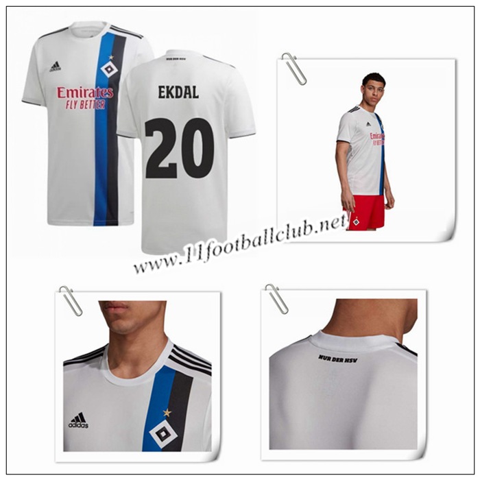 Le Nouveaux Maillot de Hamburger SV EKDAL 20 Domicile Blanc 2019/20 Vintage Le Nouveaux Maillot de Hamburger SV EKDAL 20 Domicile Blanc 2019/20 Vintage
