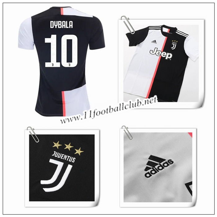 Le Nouveaux Maillot de Juventus DYBALA 10 Domicile Noir/Blanc 2019/20 Authentic