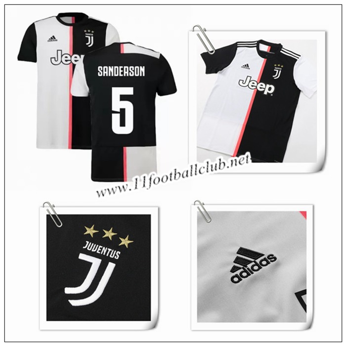 Le Nouveaux Maillot de Juventus Sanderson 5 Domicile Noir/Blanc 2019/20 Flocage