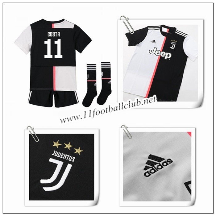 Le Nouveau Maillot du Juventus COSTA 11 Enfant Domicile Noir/Blanc 2019/20 Officiel