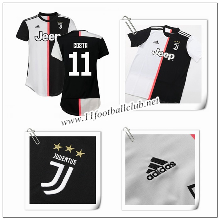 Le Nouveaux Maillot de Juventus COSTA 11 Femme Domicile Noir/Blanc 2019/20 Authentic