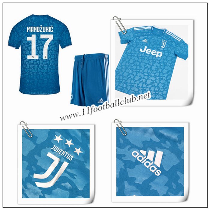 Le Nouveau Maillot du Juventus MANDZUKIC 17 Enfant Third Bleu 2019/20