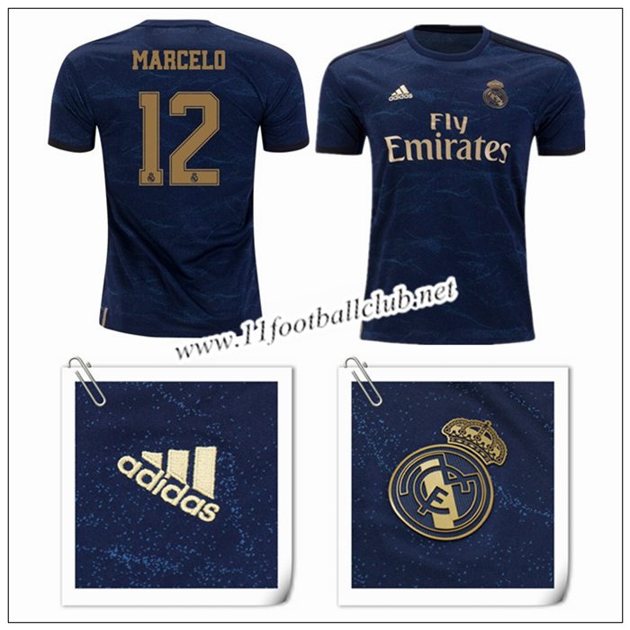 Le Nouveaux Maillot de Real Madrid Marcelo 12 Exterieur Bleu Foncé 2019/20 Vintage