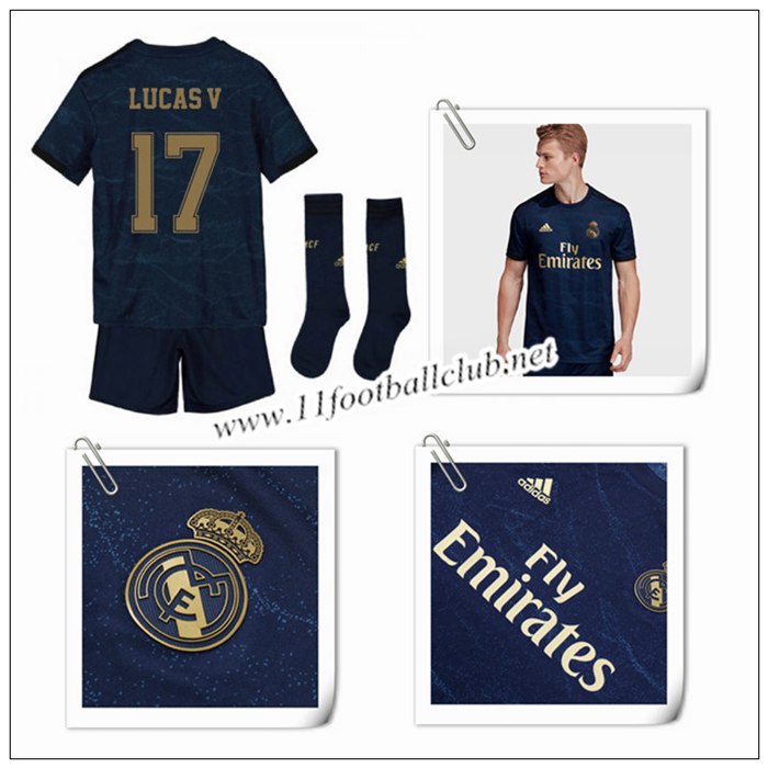 Le Nouveau Maillot du Real Madrid Lucas Vazquez 17 Enfant Exterieur Bleu Foncé 2019/20 Floqué
