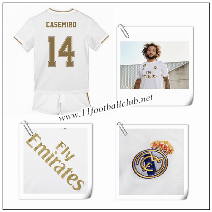 Le Nouveaux Maillot de Real Madrid Casemiro 14 Enfant Domicile Blanc 2019/20 Vintage