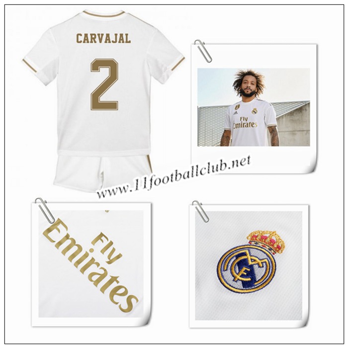 Le Nouveaux Maillot de Real Madrid Dani Carvajal 2 Enfant Domicile Blanc 2019/20