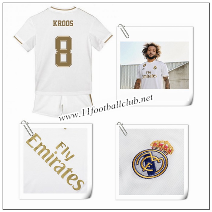 Le Nouveau Maillot du Real Madrid KROOS 8 Enfant Domicile Blanc 2019/20 Authentic